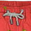 Red, boy's swim shorts with citrus slices 