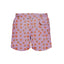 House of Malabaar pink men's swim shorts with playful print of tropical leaves.