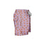 House of Malabaar pink boy's swim shorts with playful print of tropical leaves.